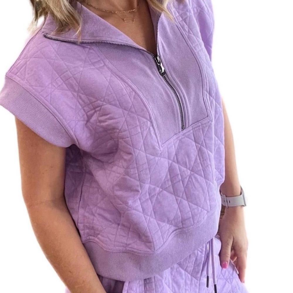 Entro Lavender Quilted Half-Zip Top